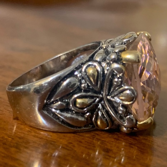 SOLD SOLD❤️ Pink Checkerboard SS ring. Sz 6. Pink CZ - Picture 10 of 11